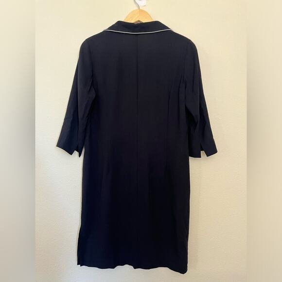 NWT Trixi Schober 100% wool black minimalist office shirt dress 3/4 sleeve sz 10 - Picture 9 of 15